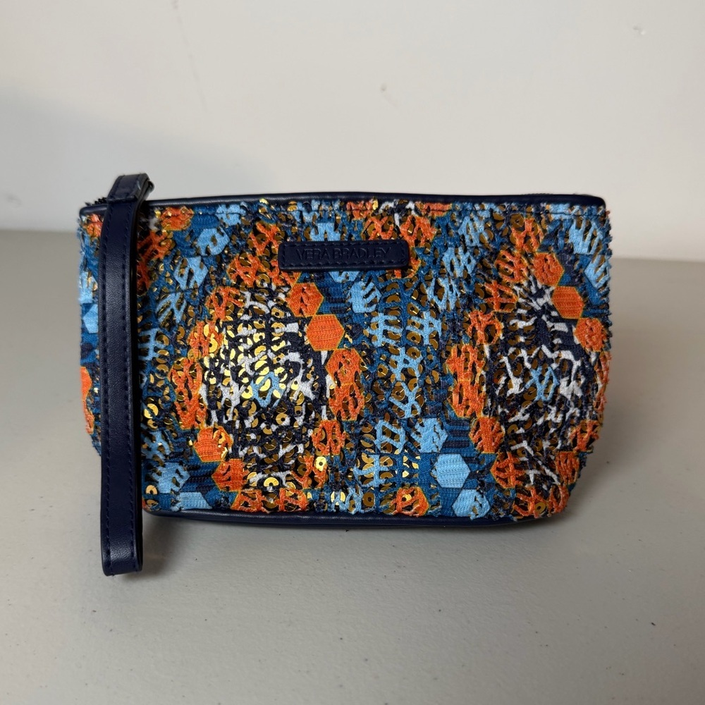 Vera Bradley Wristlet Sequin Embroidered Mesh Boho Embroidered Eclectic Wrislet